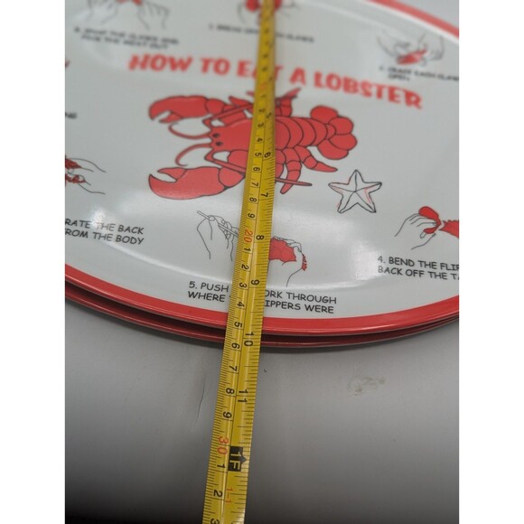 Lobster Tray Platter 8 Steps HOW TO EAT A LOBSTER Nautical Beach Seafood Seaside - Picture 8 of 10